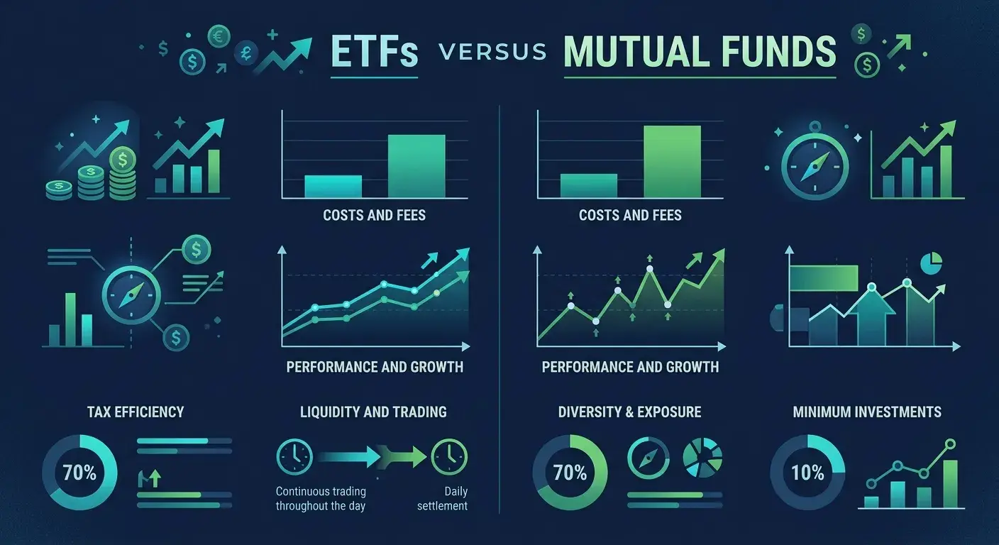 ETF vs Mutual Funds data visualization — FundDuel comparison